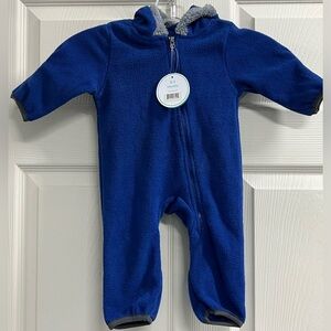 Cuddle Club Baby Bunting Fleece One Piece Blue Bodysuit- Size 0-3 Months- NWT